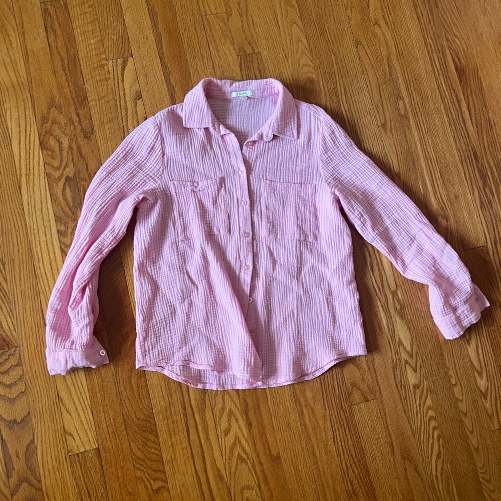 Z Supply Women’s Bubblegum Pink Gauze Button-Down Shirt